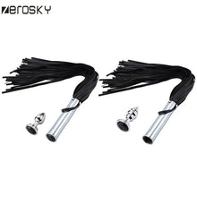 Load image into Gallery viewer, Zerosky PU Leather Sex Whip Flogger Ass Spanking With Metal Anal Plug Slave Bondage Sex Toys for Women Men Adults Games